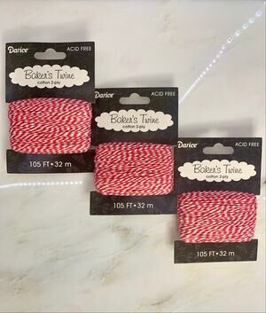 Darice Bakers Twine, Red and White, 3 Packs, 315 Feet Total, Crafts Gift Wrap